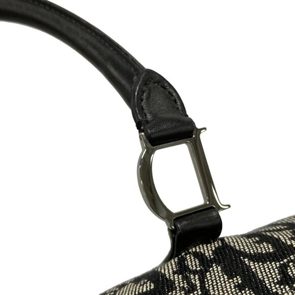 Auth DIOR/ChristianDior Trotteur Black Cream Jacquard Leather Handbag - Picture 9 of 16